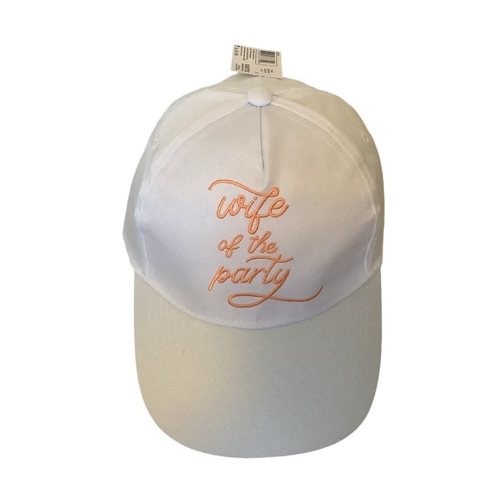 Gertex Hat Cap Embroidered Wife of the Party White peach writing Adjustable NWT